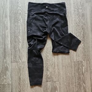 Lululemon Wunder Train High Rise Black Coal Multicolor Camouflage Leggings